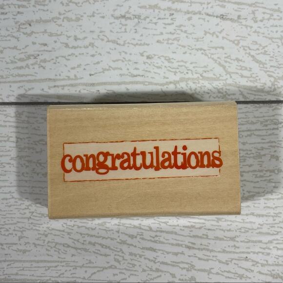 Wood and Rubber Stamp 7 Piece Thank you and Congratulations Bundle - Picture 5 of 11